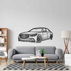 S Class W223 2021 Angle Silhouette Metal Wall Art