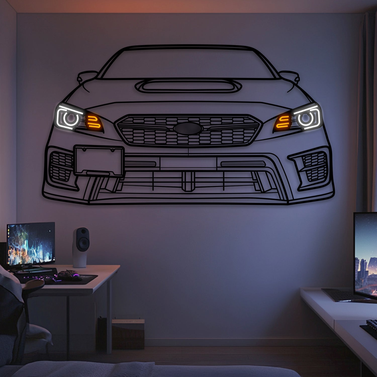 2020 WRX STI View Front  Metal Neon Car Wall Art