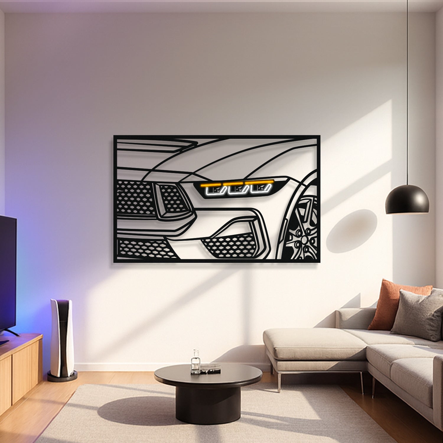 2024 Mustang GT Apex Front View Metal Neon Frame Wall Art - MT1473