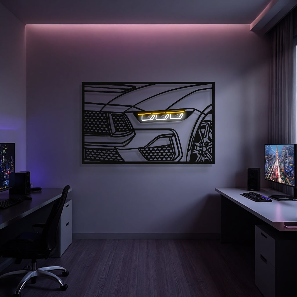 2024 Mustang GT Apex Front View Metal Neon Frame Wall Art - MT1473