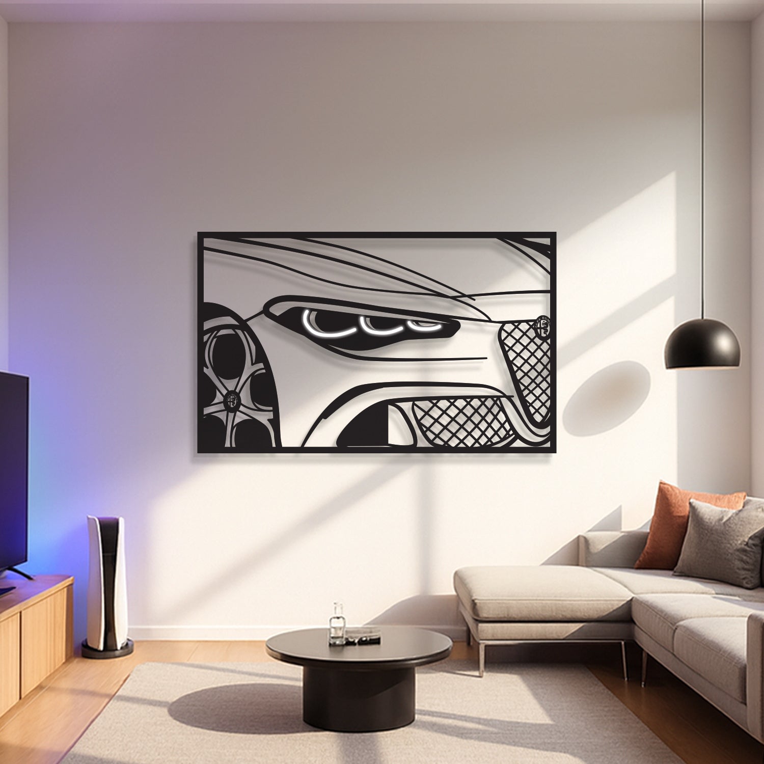 2025 Quadrifoglio Apex Front View Metal Neon Frame Wall Art - MT1474