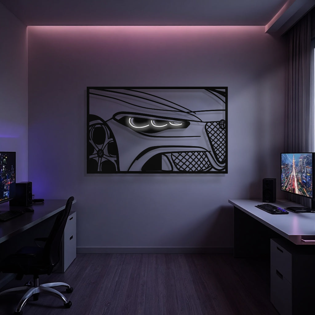 2025 Quadrifoglio Apex Front View Metal Neon Frame Wall Art - MT1474