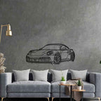 911 Model 992 Turbo Front Angle Silhouette Metal Wall Art