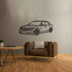 C63 AMG 2009 Angle Silhouette Metal Wall Art