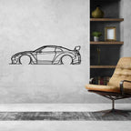 GTR R 35 Liberty Walk Detailed Silhouette Metal Wall Art