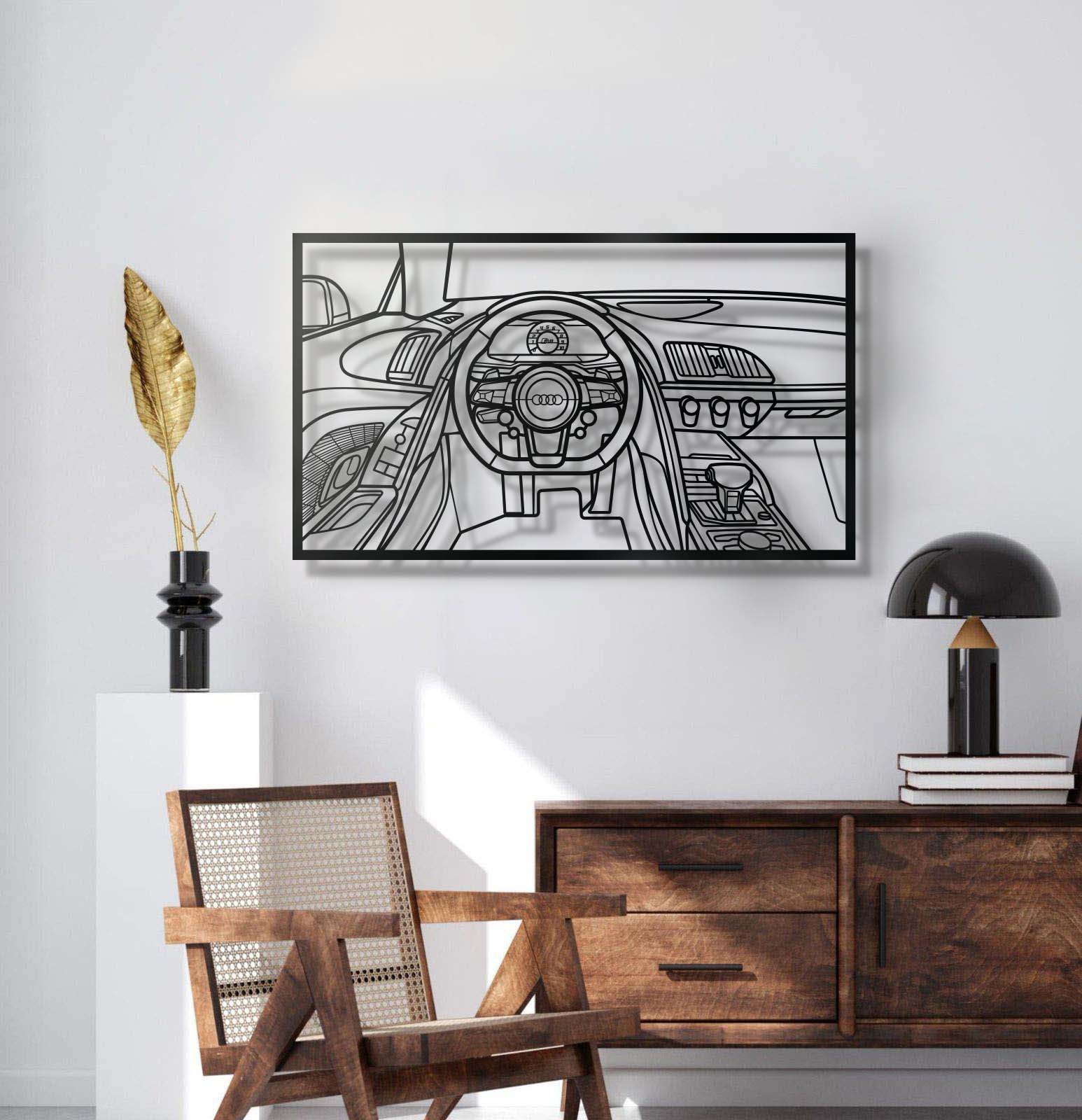 R8 Driver's Cockpit Metal Frame Wall Art