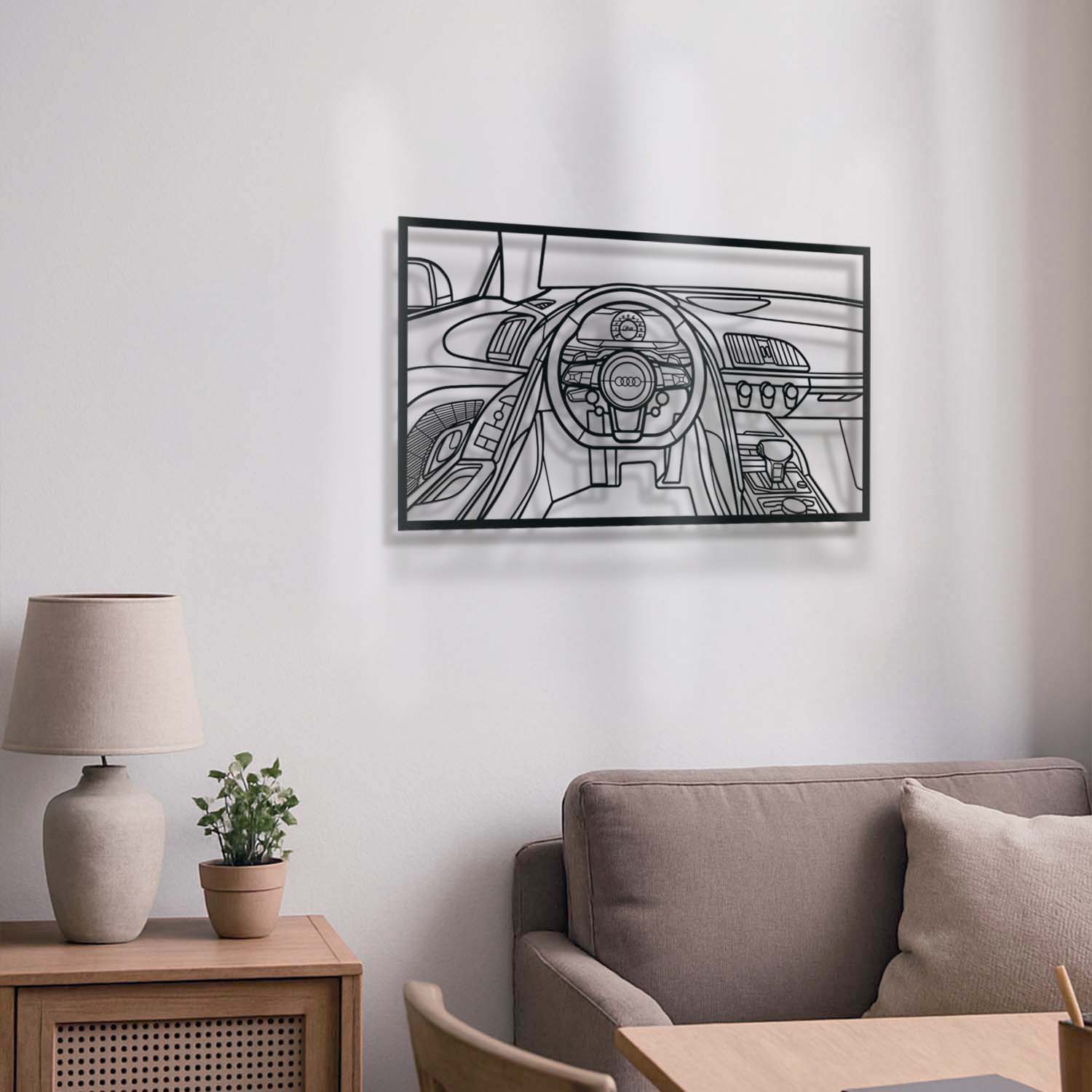 R8 Driver's Cockpit Metal Frame Wall Art