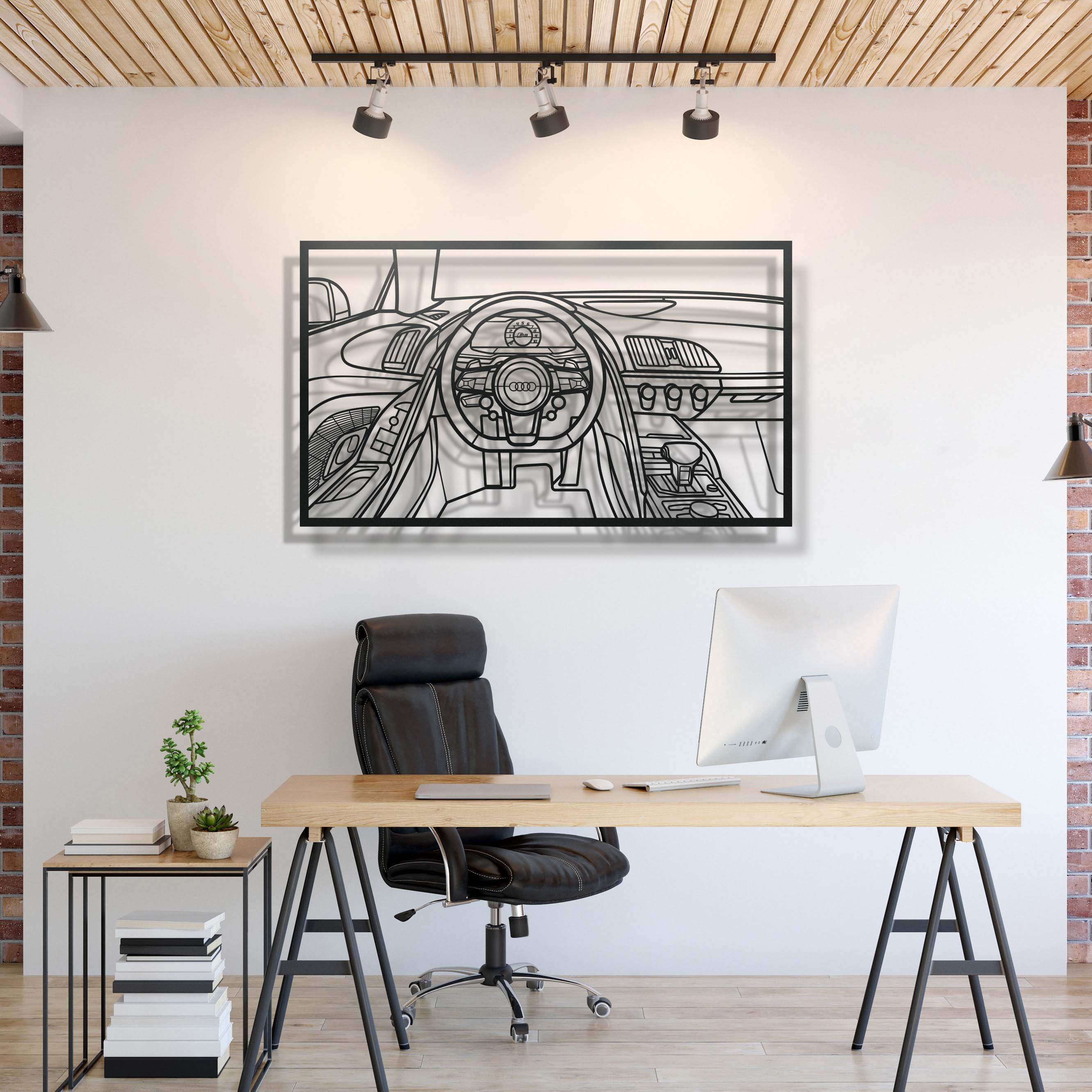 R8 Driver's Cockpit Metal Frame Wall Art