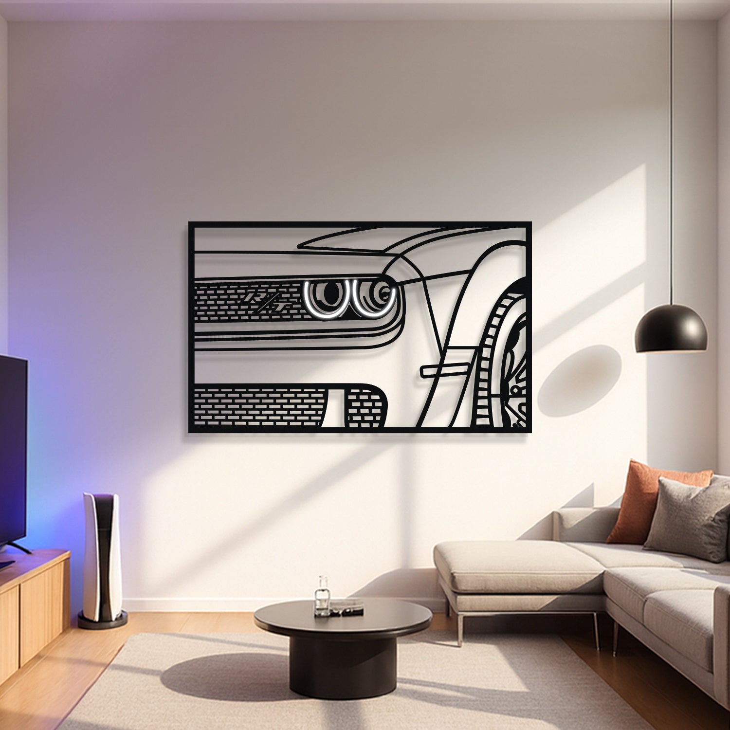 2023 Challenger R/T Apex Front View Metal Neon Frame Wall Art - MT1476