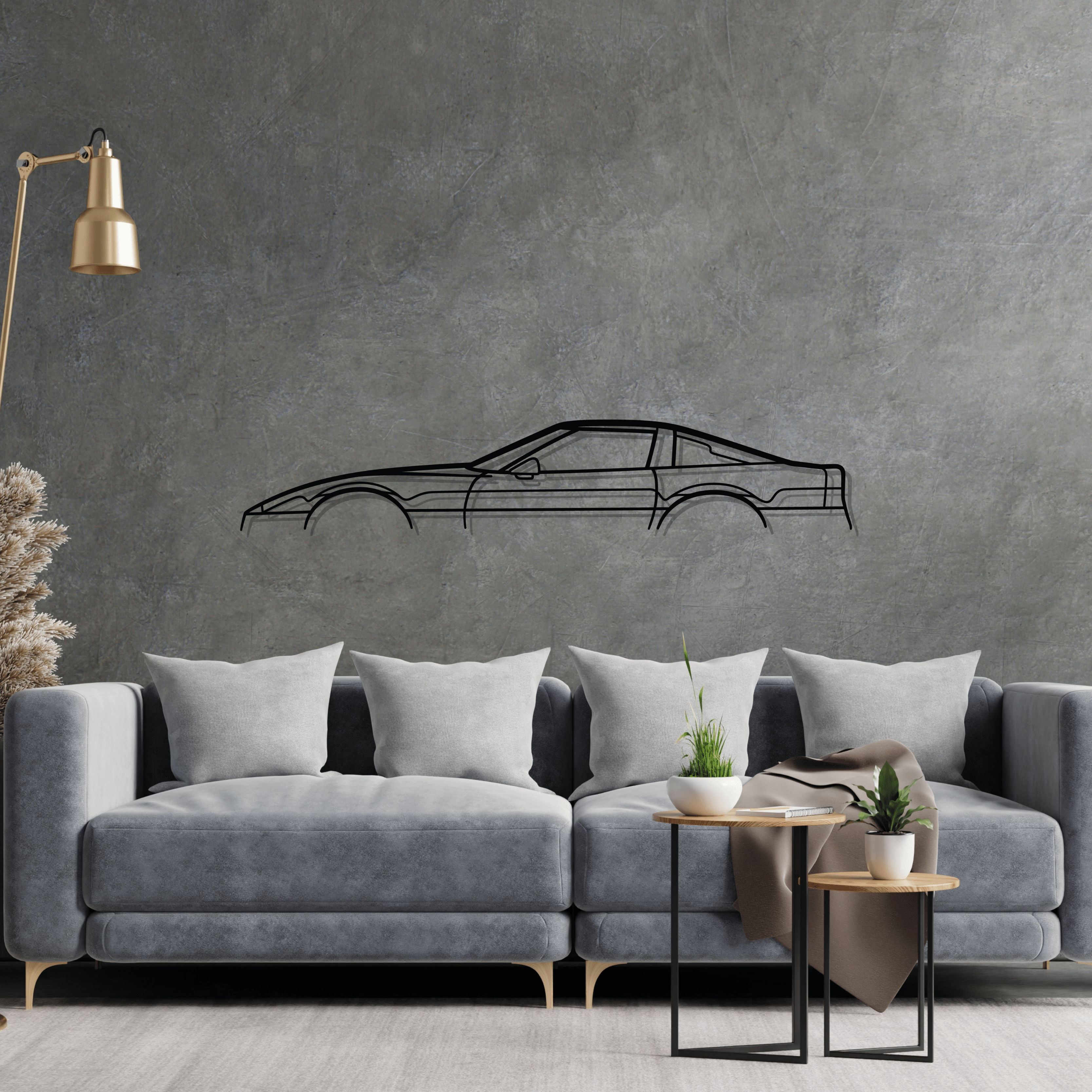 Corvette c4 Classic Silhouette Metal Wall Art