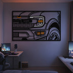 F150 Raptor Apex Front View Metal Neon Frame Wall Art