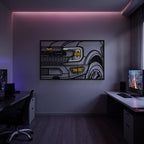 F150 Raptor Apex Front View Metal Neon Frame Wall Art