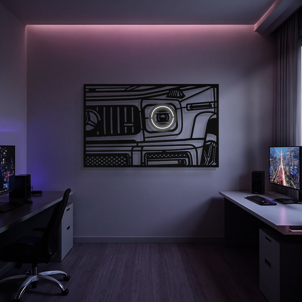 AMG G63 Apex Front View Metal Neon Frame Wall Art - MT1480