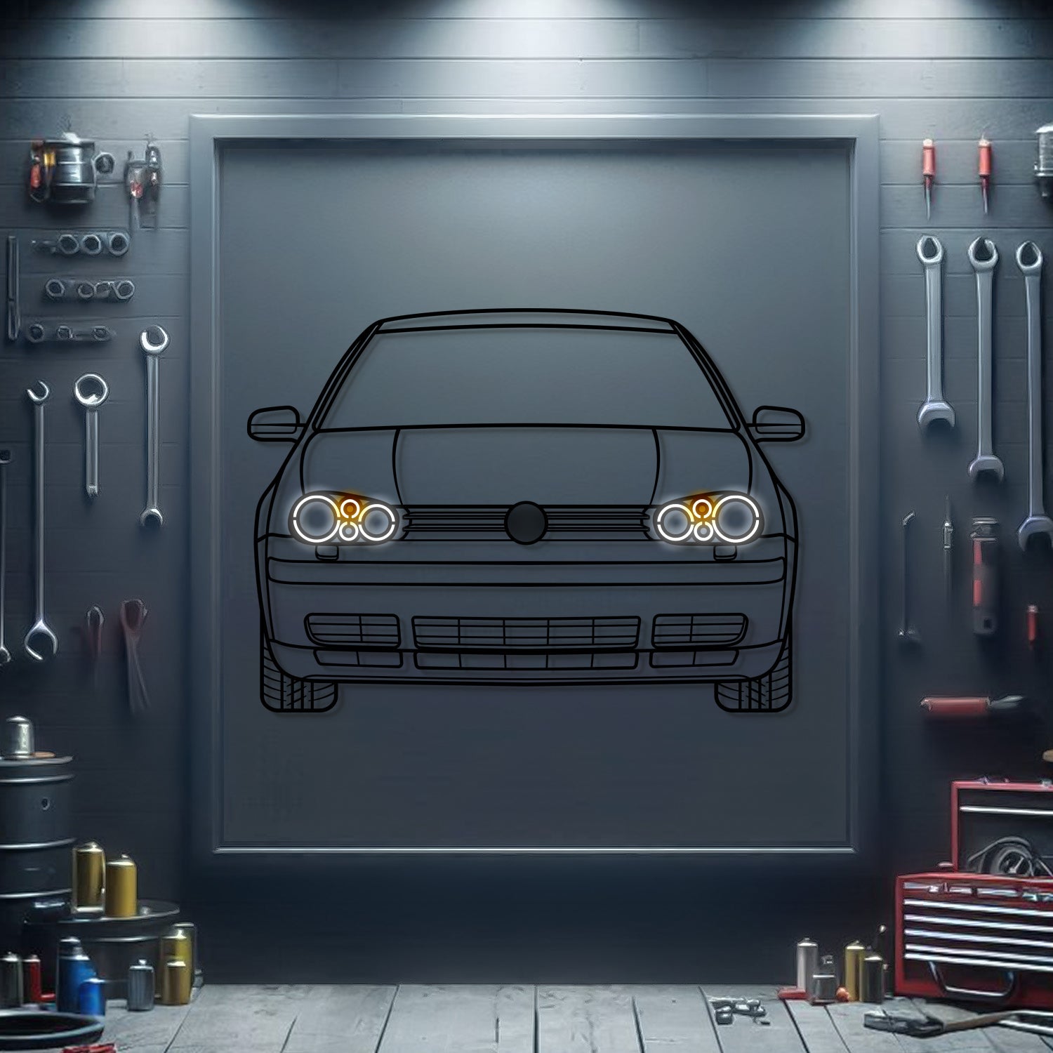 Golf 4 Front View Metal Neon Car Wall Art - MTN0223