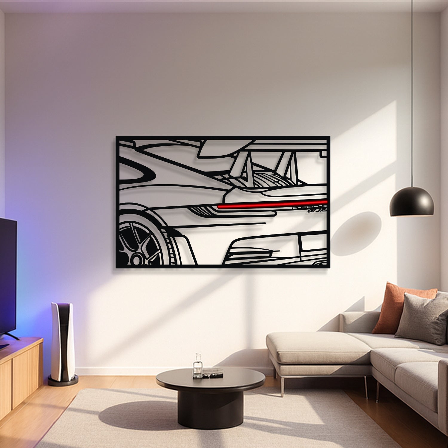 911 GT3 RS Apex Back View Metal Neon Frame Wall Art - MT1481