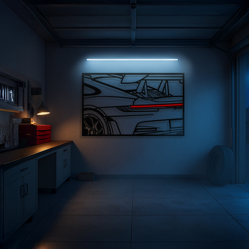 911 GT3 RS Apex Back View Metal Neon Frame Wall Art - MT1481
