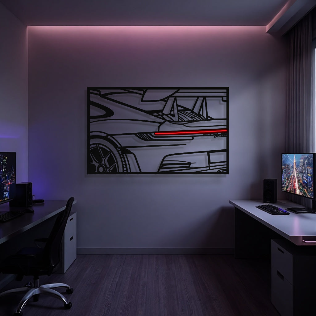 911 GT3 RS Apex Back View Metal Neon Frame Wall Art - MT1481