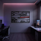 911 GT3 RS Apex Back View Metal Neon Frame Wall Art