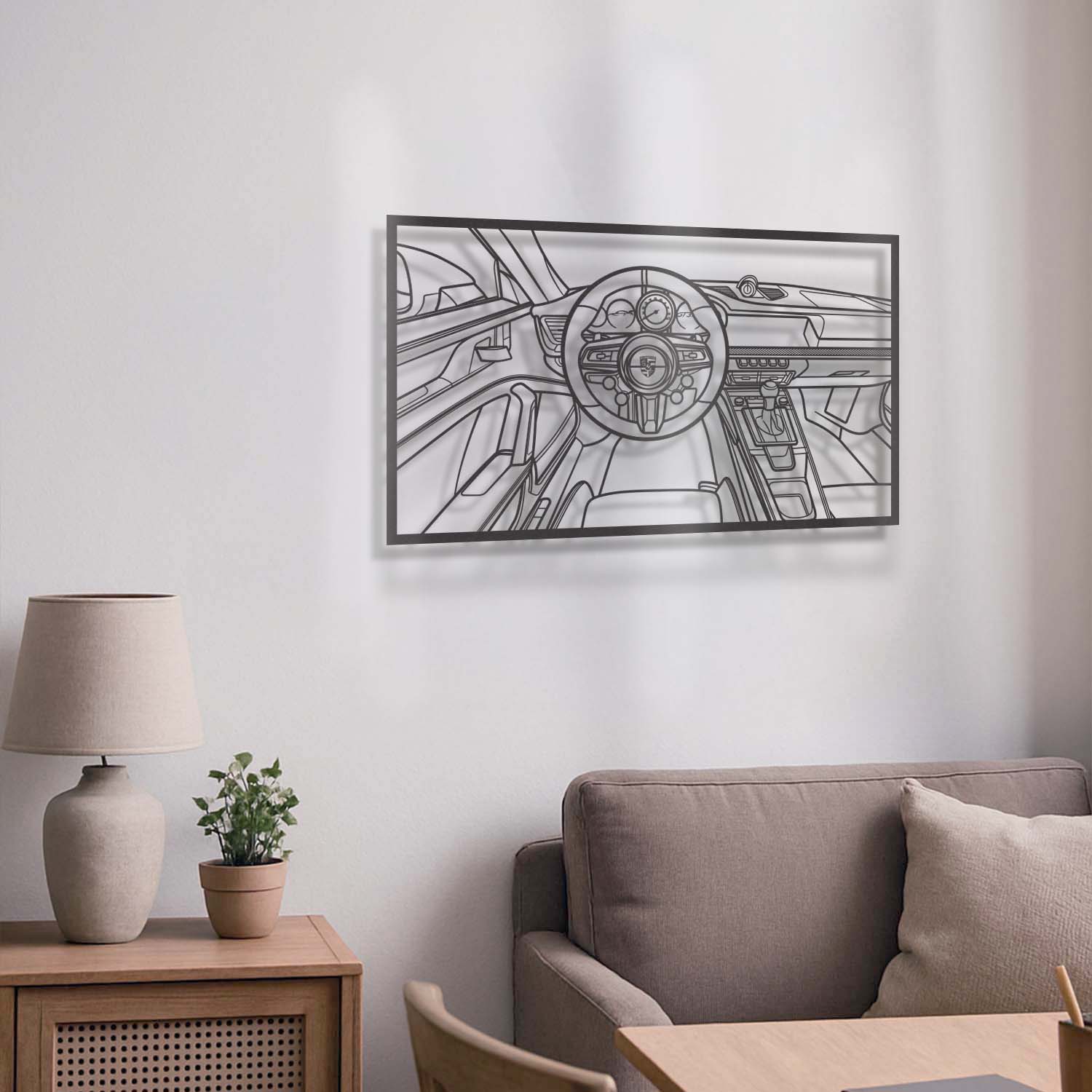 911 GT3 992 Driver's Cockpit Metal Frame Wall Art