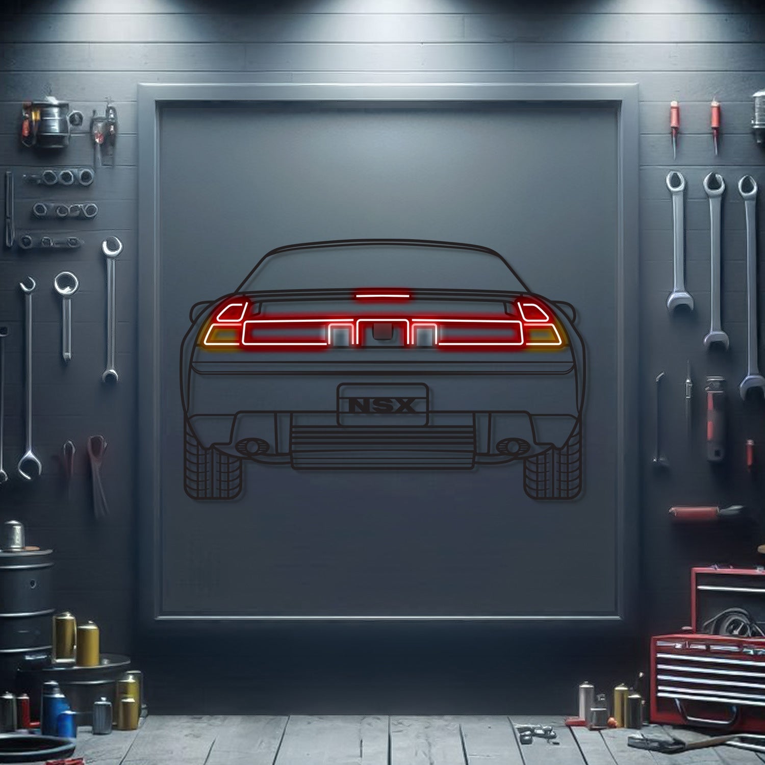 NSX Back View Metal Neon Car Wall Art