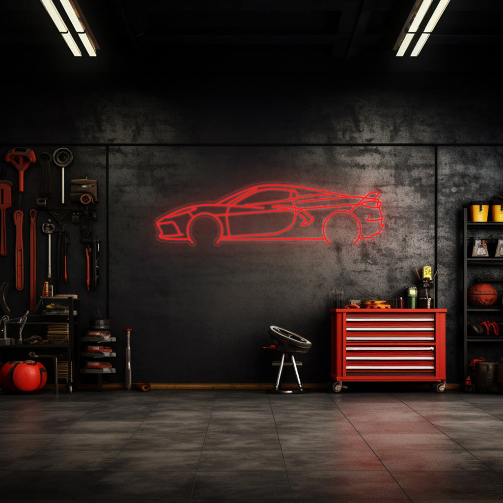 Corvette C8 HTC Neon Silhouette