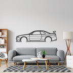 GT-R R34 Detailed Silhouette Metal Wall Art