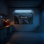 RS6 Avant C8 Apex Front View Metal Neon Frame Wall Art