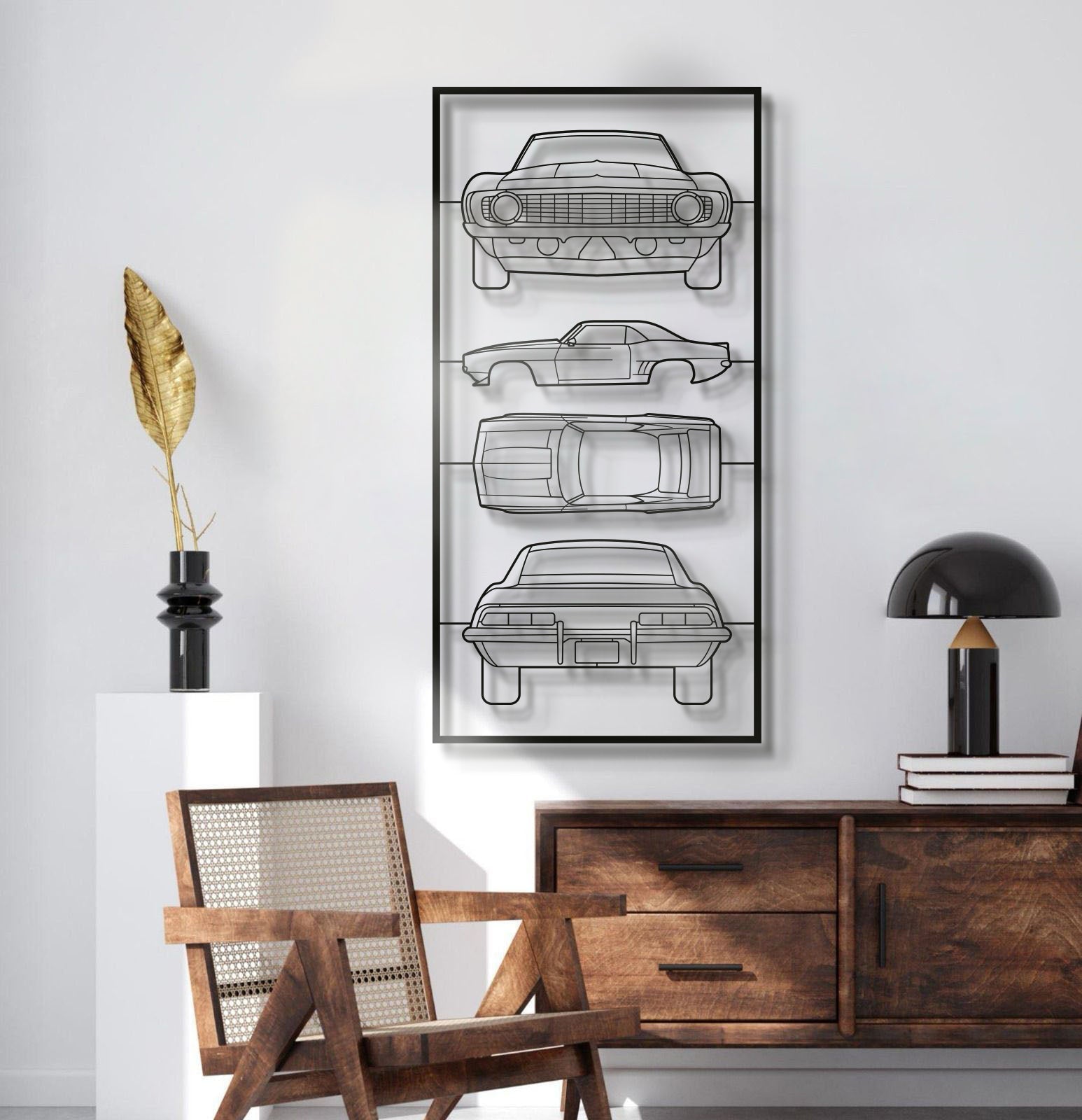 1969 Camaro SS 396 Quad Profile Metal Frame Silhouette - MT1437