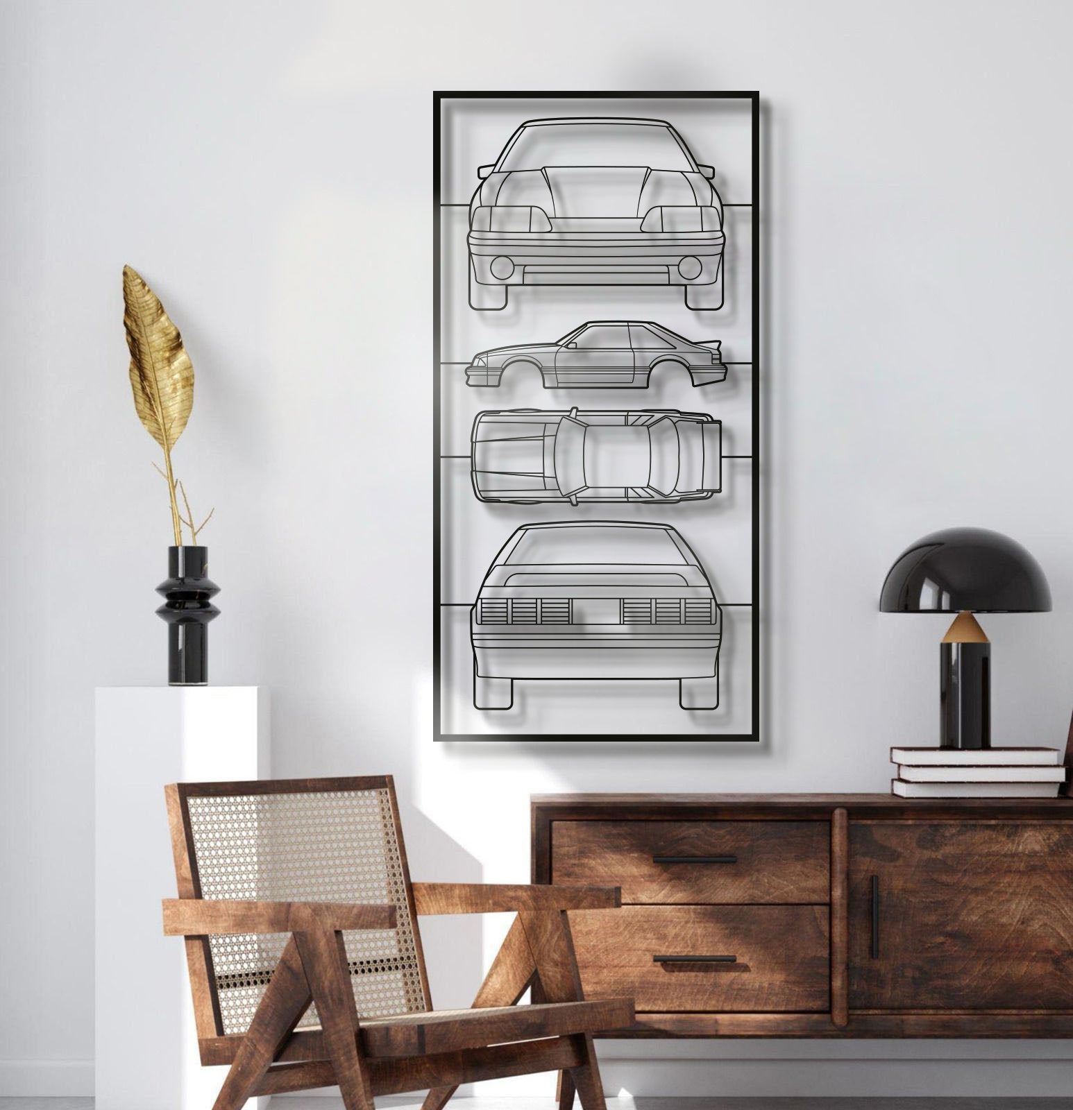 1987 Mustang GT Fox Body Quad Profile Metal Frame Silhouette - MT1450