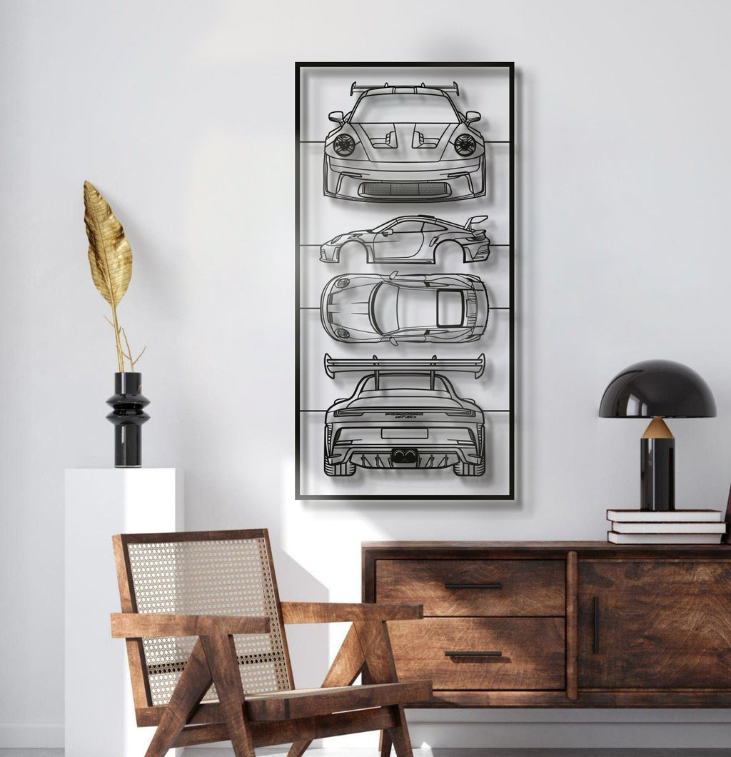 911 GT3 RS Quad Profile Metal Frame Silhouette - MT1461