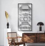 1953 Corvette C1 Quad Profile Metal Frame Silhouette