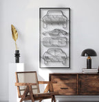 1963 Corvette Sting Ray Split-Window Quad Profile Metal Frame Silhouette