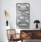 Corvette C8 Quad Profile Metal Frame Silhouette