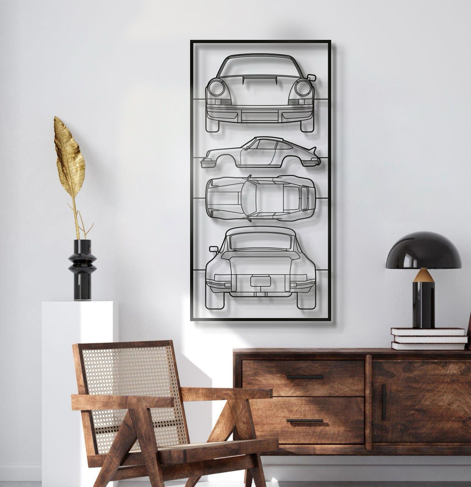 1973 911 Carrera RS 2.7 Quad Profile Metal Frame Silhouette - MT1456