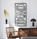 1975 911 Turbo (930) Quad Profile Metal Frame Silhouette