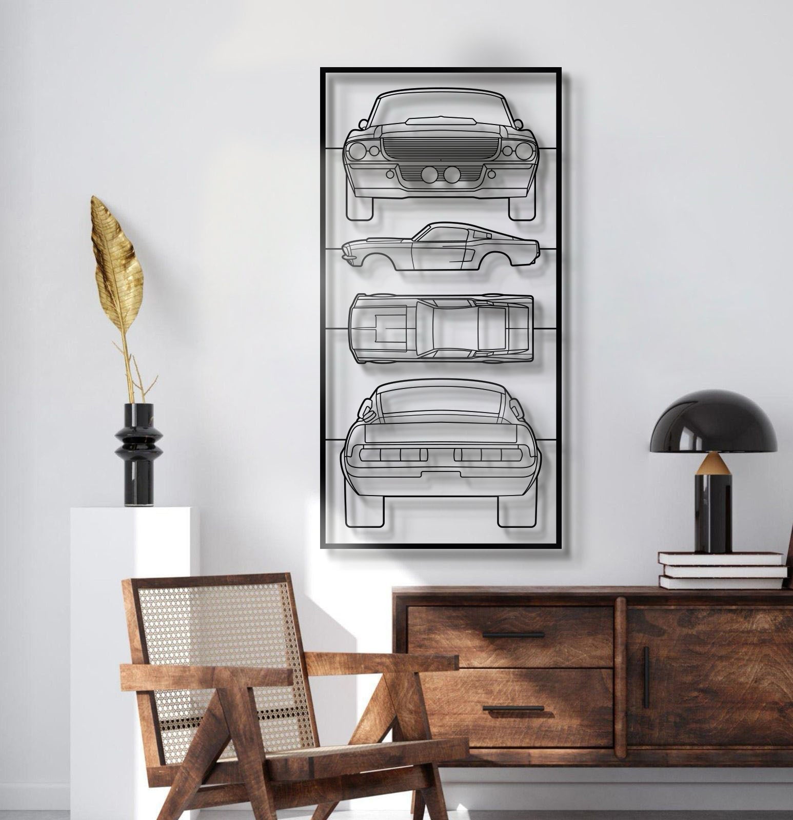 1967 Mustang GT500 Quad Profile Metal Frame Silhouette