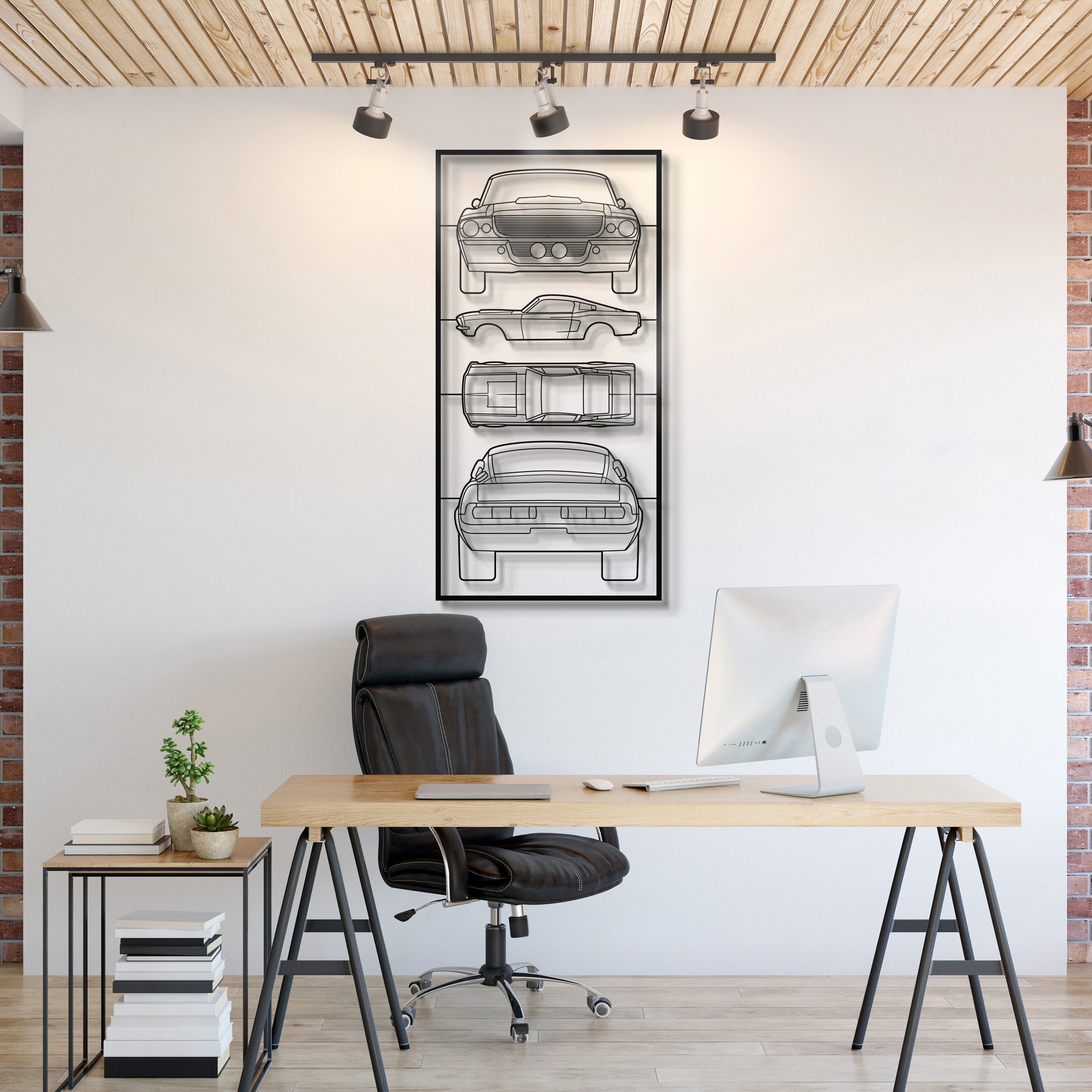 1967 Mustang GT500 Quad Profile Metal Frame Silhouette