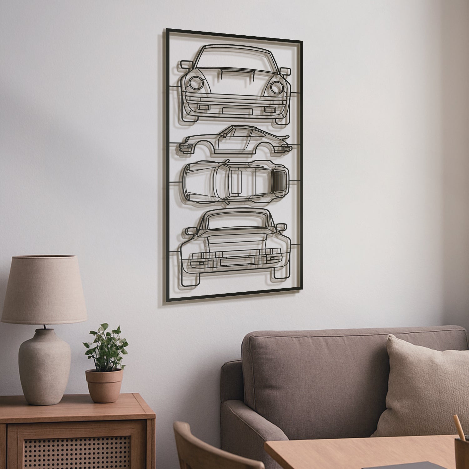 1975 911 Turbo (930) Quad Profile Metal Frame Silhouette - MT1457