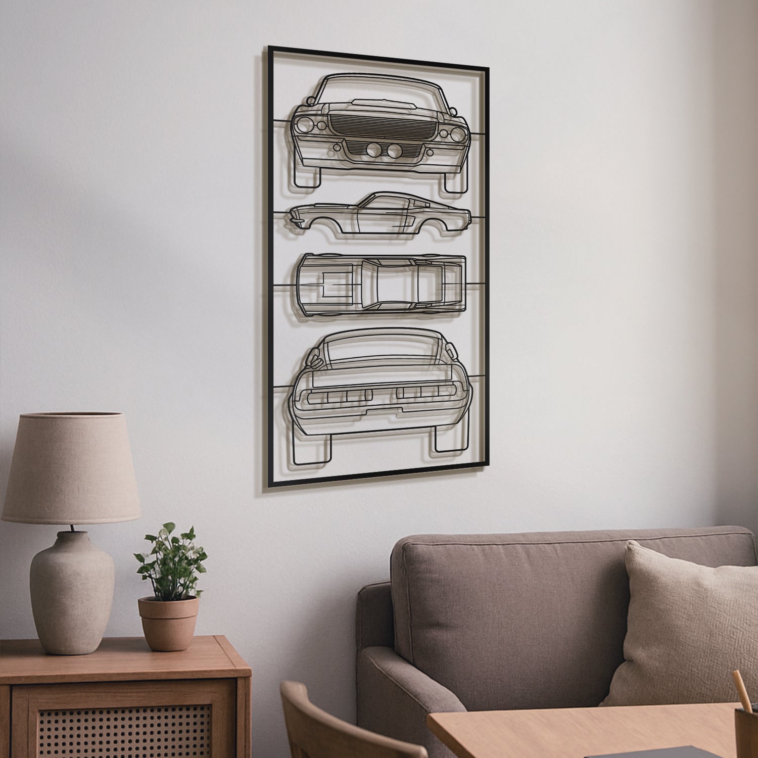 1967 Mustang GT500 Quad Profile Metal Frame Silhouette