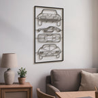 1963 Corvette Sting Ray Split-Window Quad Profile Metal Frame Silhouette