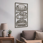 Corvette C8 Quad Profile Metal Frame Silhouette