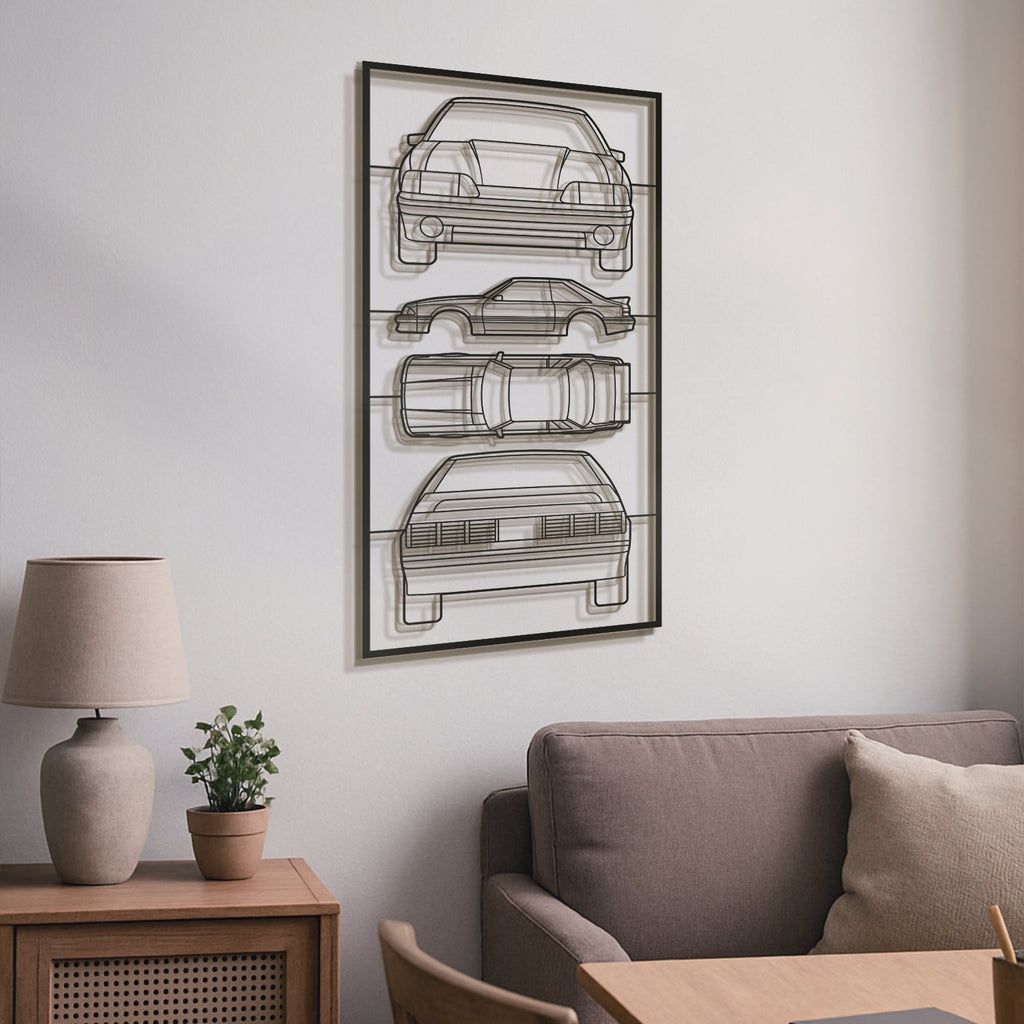 1987 Mustang GT Fox Body Quad Profile Metal Frame Silhouette - MT1450