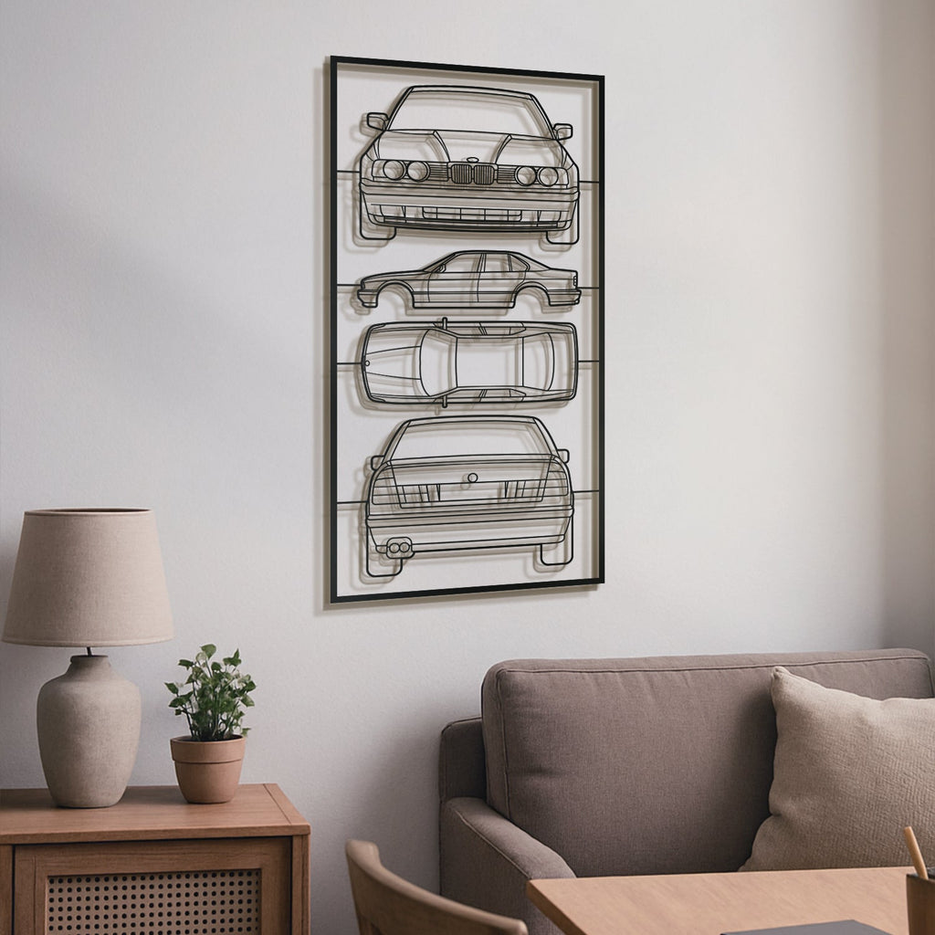 E34 Quad Profile Metal Frame Silhouette - MT1432