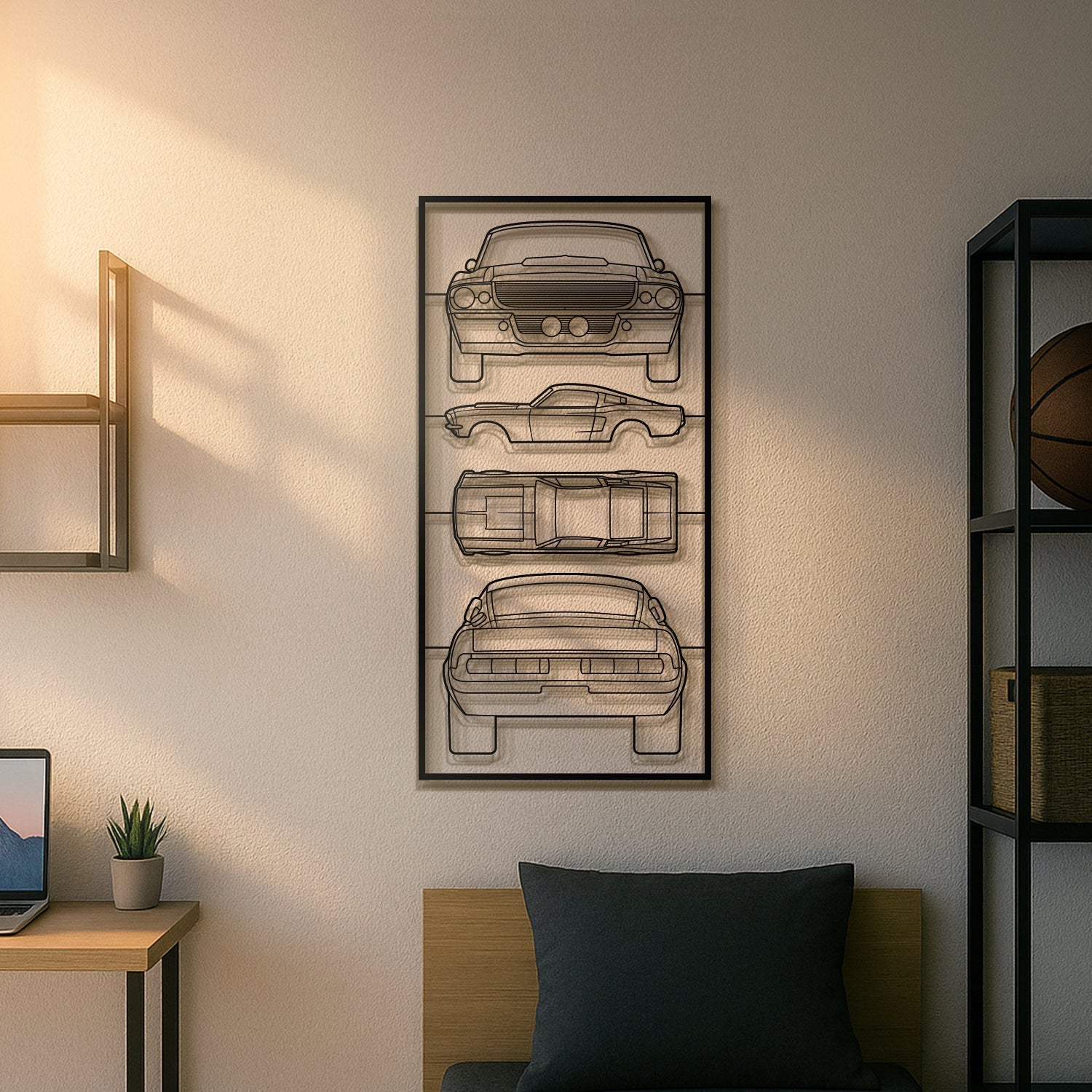 1967 Mustang GT500 Quad Profile Metal Frame Silhouette