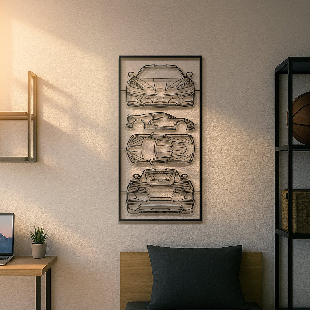 Corvette C8 Quad Profile Metal Frame Silhouette - MT1448