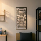 1975 911 Turbo (930) Quad Profile Metal Frame Silhouette