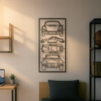 1973 911 Carrera RS 2.7 Quad Profile Metal Frame Silhouette