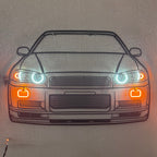 GT-R R34 Front View Metal Neon Car Wall Art